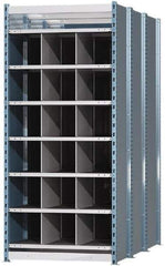 Hallowell - 18 Bin Heavy-Duty Deep Bin Industrial Shelving - 36 Inch Overall Width x 72 Inch Overall Depth x 87 Inch Overall Height, Blue and Platinum Steel Bins - Eagle Tool & Supply