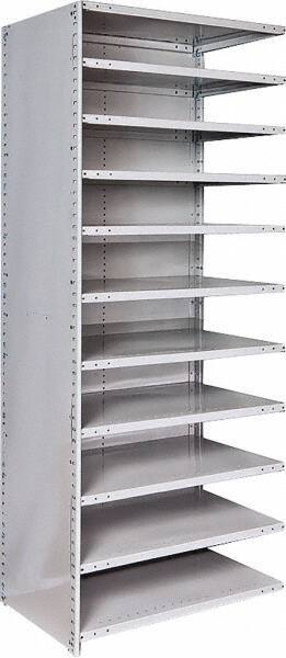 Hallowell - 11 Shelf, 500 Lb. Capacity, Closed Shelving Add-On Unit - 36 Inch Wide x 24 Inch Deep x 87 Inch High, Platinum - Eagle Tool & Supply