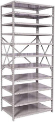Hallowell - 11 Shelf Starter Medium-Duty Open Steel Shelving - 500 Lb Capacity, 36" Wide x 87" High x 24" Deep, Platinum - Eagle Tool & Supply