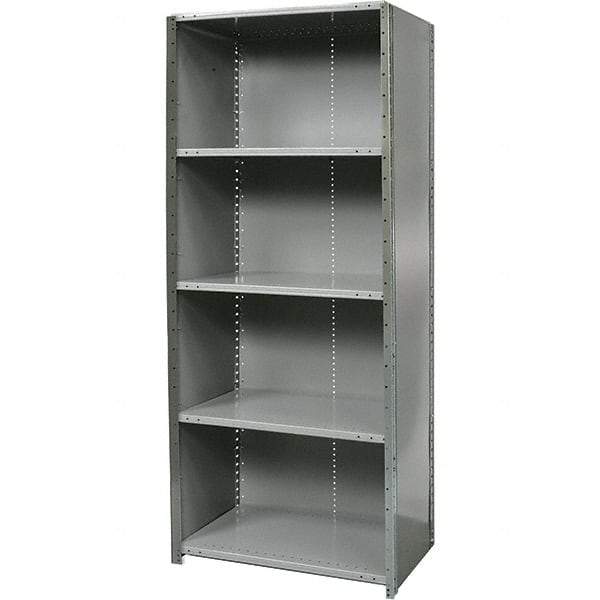 Hallowell - 5 Shelf, 400 Lb. Capacity, Free Standing Closed Shelving - 48 Inch Wide x 12 Inch Deep x 87 Inch High, Gray - Eagle Tool & Supply