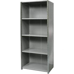Hallowell - 5 Shelf, 1,100 Lb. Capacity, Free Standing Closed Shelving - 36 Inch Wide x 12 Inch Deep x 87 Inch High, Gray - Eagle Tool & Supply