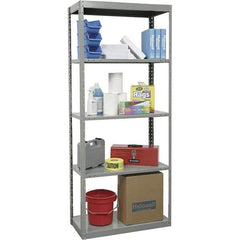 Hallowell - 5 Shelf Starter Heavy-Duty Open Steel Shelving - 450 Lb Capacity, 48" Wide x 87" High x 18" Deep, Gray - Eagle Tool & Supply