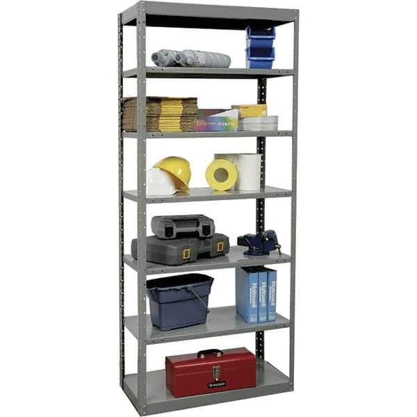 Hallowell - 7 Shelf Starter Heavy-Duty Open Steel Shelving - 500 Lb Capacity, 48" Wide x 87" High x 24" Deep, Gray - Eagle Tool & Supply