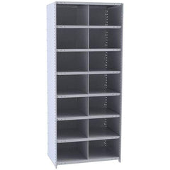 Hallowell - 14 Bin Closed Industrial Bin Shelving - 36 Inch Overall Width x 12 Inch Overall Depth x 87 Inch Overall Height, Gray Metal Bins - Eagle Tool & Supply