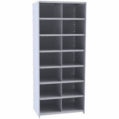 Hallowell - 14 Bin Closed Industrial Bin Shelving - 36 Inch Overall Width x 18 Inch Overall Depth x 87 Inch Overall Height, Gray Metal Bins - Eagle Tool & Supply