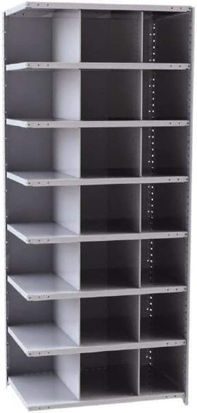 Hallowell - 21 Bin Closed Industrial Bin Shelving - 36 Inch Overall Width x 24 Inch Overall Depth x 87 Inch Overall Height, Gray Metal Bins - Eagle Tool & Supply