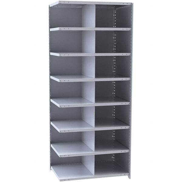 Hallowell - 14 Bin Closed Industrial Bin Shelving - 36 Inch Overall Width x 18 Inch Overall Depth x 87 Inch Overall Height, Gray Metal Bins - Eagle Tool & Supply