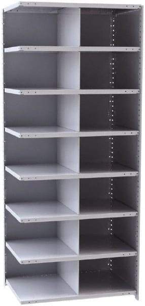 Hallowell - 14 Bin Closed Industrial Bin Shelving - 36 Inch Overall Width x 24 Inch Overall Depth x 87 Inch Overall Height, Gray Metal Bins - Eagle Tool & Supply