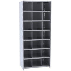 Hallowell - 21 Bin Closed Industrial Bin Shelving - 36 Inch Overall Width x 18 Inch Overall Depth x 87 Inch Overall Height, Gray Metal Bins - Eagle Tool & Supply