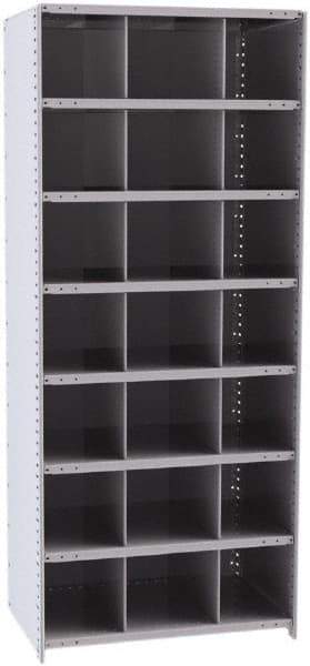 Hallowell - 21 Bin Closed Industrial Bin Shelving - 36 Inch Overall Width x 24 Inch Overall Depth x 87 Inch Overall Height, Gray Metal Bins - Eagle Tool & Supply