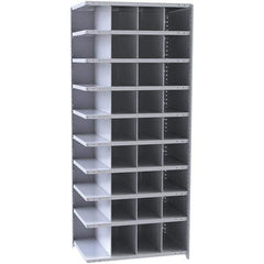Hallowell - 36 Bin Closed Industrial Bin Shelving - 36 Inch Overall Width x 12 Inch Overall Depth x 87 Inch Overall Height, Gray Metal Bins - Eagle Tool & Supply