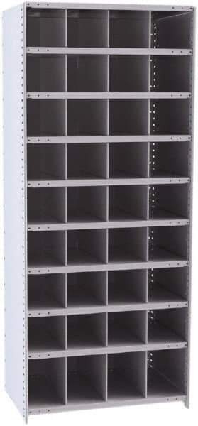 Hallowell - 36 Bin Closed Industrial Bin Shelving - 36 Inch Overall Width x 24 Inch Overall Depth x 87 Inch Overall Height, Gray Metal Bins - Eagle Tool & Supply