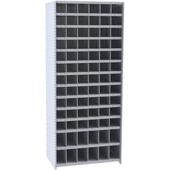 Hallowell - 78 Bin Closed Industrial Bin Shelving - 36 Inch Overall Width x 12 Inch Overall Depth x 87 Inch Overall Height, Gray Metal Bins - Eagle Tool & Supply