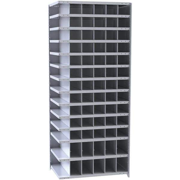 Hallowell - 78 Bin Closed Industrial Bin Shelving - 36 Inch Overall Width x 18 Inch Overall Depth x 87 Inch Overall Height, Gray Metal Bins - Eagle Tool & Supply