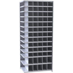 Hallowell - 78 Bin Closed Industrial Bin Shelving - 36 Inch Overall Width x 12 Inch Overall Depth x 87 Inch Overall Height, Gray Metal Bins - Eagle Tool & Supply