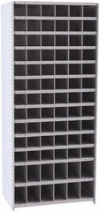 Hallowell - 78 Bin Closed Industrial Bin Shelving - 36 Inch Overall Width x 24 Inch Overall Depth x 87 Inch Overall Height, Gray Metal Bins - Eagle Tool & Supply