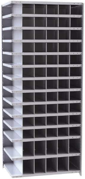 Hallowell - 78 Bin Closed Industrial Bin Shelving - 36 Inch Overall Width x 24 Inch Overall Depth x 87 Inch Overall Height, Gray Metal Bins - Eagle Tool & Supply