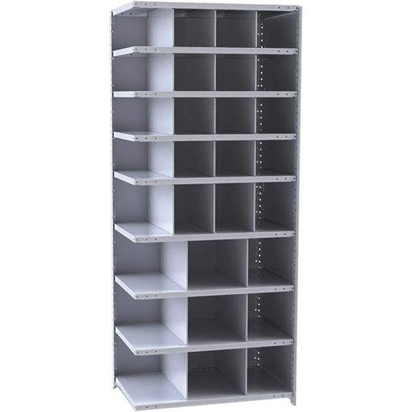 Hallowell - 29 Bin Closed Industrial Bin Shelving - 36 Inch Overall Width x 18 Inch Overall Depth x 87 Inch Overall Height, Gray Metal Bins - Eagle Tool & Supply