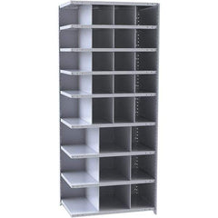 Hallowell - 29 Bin Closed Industrial Bin Shelving - 36 Inch Overall Width x 12 Inch Overall Depth x 87 Inch Overall Height, Gray Metal Bins - Eagle Tool & Supply