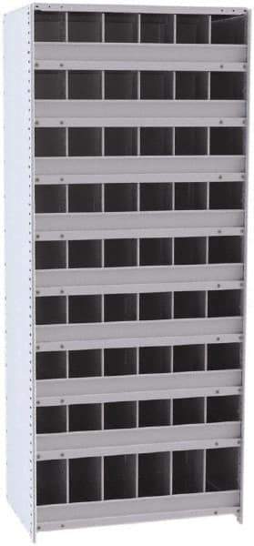 Hallowell - 54 Bin Closed Industrial Bin Shelving - 36 Inch Overall Width x 24 Inch Overall Depth x 87 Inch Overall Height, Gray Metal Bins - Eagle Tool & Supply