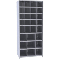 Hallowell - 29 Bin Closed Industrial Bin Shelving - 36 Inch Overall Width x 12 Inch Overall Depth x 87 Inch Overall Height, Gray Metal Bins - Eagle Tool & Supply