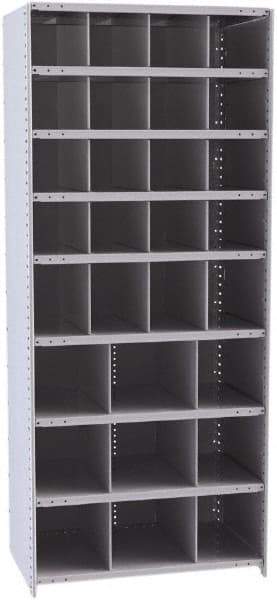 Hallowell - 29 Bin Closed Industrial Bin Shelving - 36 Inch Overall Width x 24 Inch Overall Depth x 87 Inch Overall Height, Gray Metal Bins - Eagle Tool & Supply