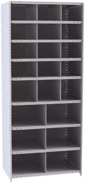 Hallowell - 21 Bin Closed Industrial Bin Shelving - 36 Inch Overall Width x 24 Inch Overall Depth x 87 Inch Overall Height, Gray Metal Bins - Eagle Tool & Supply