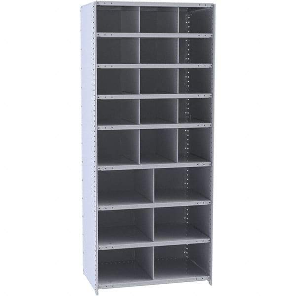 Hallowell - 21 Bin Closed Industrial Bin Shelving - 36 Inch Overall Width x 18 Inch Overall Depth x 87 Inch Overall Height, Gray Metal Bins - Eagle Tool & Supply