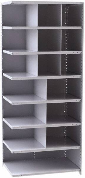 Hallowell - 16 Bin Closed Industrial Bin Shelving - 36 Inch Overall Width x 24 Inch Overall Depth x 87 Inch Overall Height, Gray Metal Bins - Eagle Tool & Supply