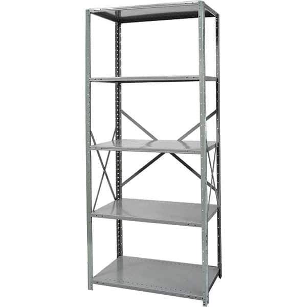 Hallowell - 5 Shelf Starter Extra Heavy-Duty Open Steel Shelving - 1 Lb Capacity, 36" Wide x 87" High x 18" Deep, Gray - Eagle Tool & Supply