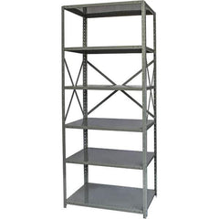 Hallowell - 6 Shelf Starter Medium-Duty Open Steel Shelving - 375 Lb Capacity, 48" Wide x 87" High x 12" Deep, Gray - Eagle Tool & Supply