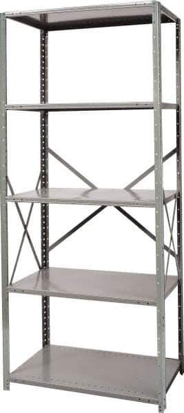 Hallowell - 5 Shelf Starter Heavy-Duty Open Steel Shelving - 800 Lb Capacity, 36" Wide x 87" High x 24" Deep, Gray - Eagle Tool & Supply