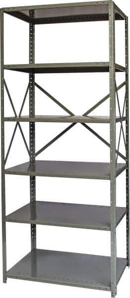 Hallowell - 6 Shelf Starter Heavy-Duty Open Steel Shelving - 800 Lb Capacity, 36" Wide x 87" High x 24" Deep, Gray - Eagle Tool & Supply