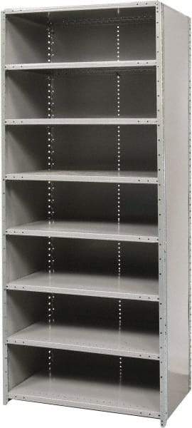 Hallowell - 8 Shelf, 800 Lb. Capacity, Free Standing Closed Shelving - 36 Inch Wide x 24 Inch Deep x 87 Inch High, Gray - Eagle Tool & Supply