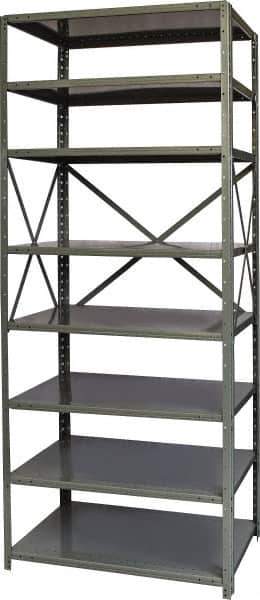 Hallowell - 8 Shelf Starter Heavy-Duty Open Steel Shelving - 800 Lb Capacity, 36" Wide x 87" High x 24" Deep, Gray - Eagle Tool & Supply