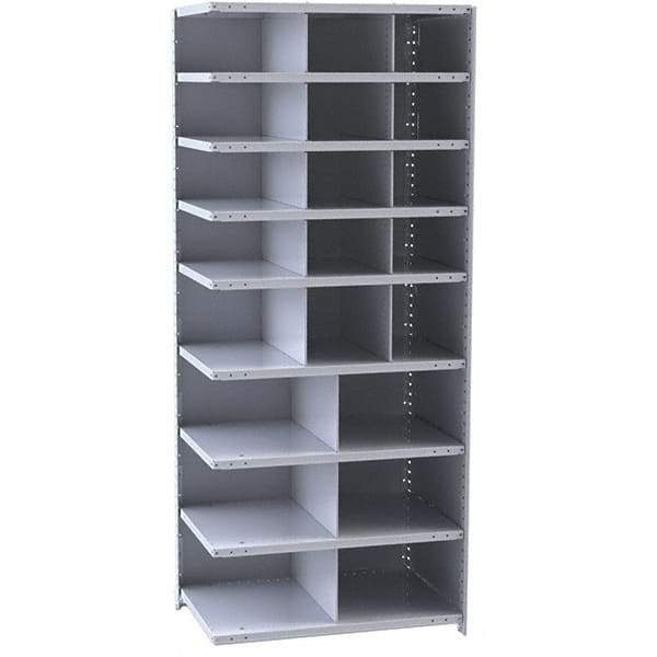 Hallowell - 21 Bin Closed Industrial Bin Shelving - 36 Inch Overall Width x 18 Inch Overall Depth x 87 Inch Overall Height, Gray Metal Bins - Eagle Tool & Supply