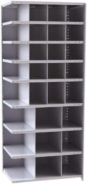 Hallowell - 29 Bin Closed Industrial Bin Shelving - 36 Inch Overall Width x 24 Inch Overall Depth x 87 Inch Overall Height, Gray Metal Bins - Eagle Tool & Supply
