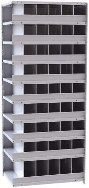 Hallowell - 54 Bin Closed Industrial Bin Shelving - 36 Inch Overall Width x 24 Inch Overall Depth x 87 Inch Overall Height, Gray Metal Bins - Eagle Tool & Supply