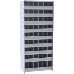 Hallowell - 54 Bin Closed Industrial Bin Shelving - 36 Inch Overall Width x 12 Inch Overall Depth x 87 Inch Overall Height, Gray Metal Bins - Eagle Tool & Supply