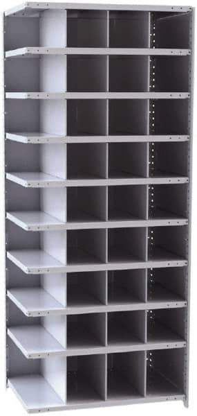 Hallowell - 36 Bin Closed Industrial Bin Shelving - 36 Inch Overall Width x 24 Inch Overall Depth x 87 Inch Overall Height, Gray Metal Bins - Eagle Tool & Supply