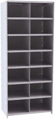 Hallowell - 14 Bin Closed Industrial Bin Shelving - 36 Inch Overall Width x 24 Inch Overall Depth x 87 Inch Overall Height, Gray Metal Bins - Eagle Tool & Supply