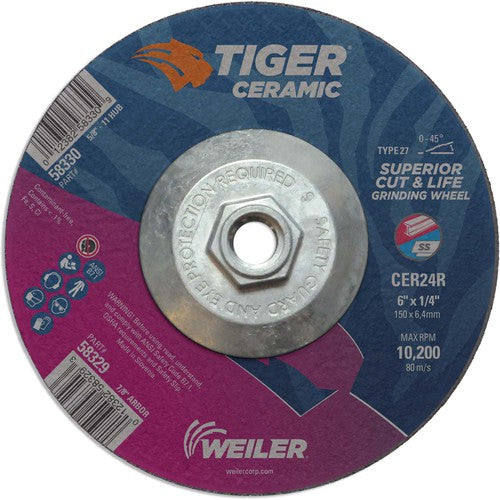 6X1/4 TIGER CERAMIC T27 GRIND WHL - Eagle Tool & Supply