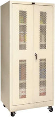 Hallowell - 4 Shelf Mobile Storage Cabinet - Steel, 36" Wide x 24" Deep x 72" High, Tan - Eagle Tool & Supply