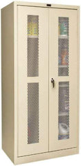 Hallowell - 4 Shelf Combination Storage Cabinet - Steel, 36" Wide x 24" Deep x 72" High, Tan - Eagle Tool & Supply