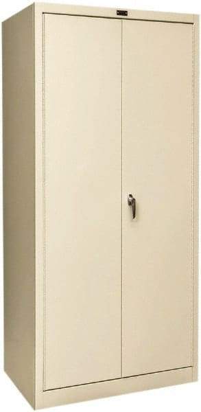Hallowell - 4 Shelf Combination Storage Cabinet - Steel, 36" Wide x 24" Deep x 72" High, Tan - Eagle Tool & Supply