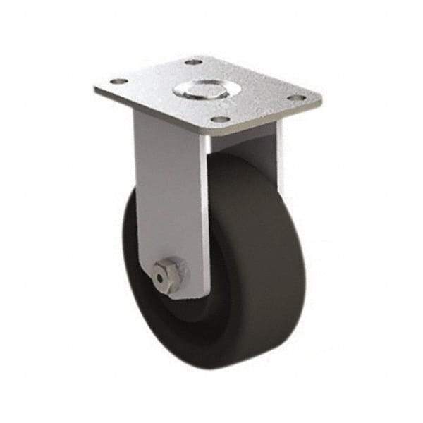 E.R. Wagner - 4" Diam x 1-1/2" Wide x 5-3/8" OAH Top Plate Mount Rigid Caster - Phenolic, 450 Lb Capacity, Roller Bearing, 2-3/4 x 3-3/4" Plate - Eagle Tool & Supply