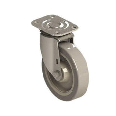 E.R. Wagner - 5" Diam x 1-1/4" Wide x 6-1/4" OAH Top Plate Mount Swivel Caster - Polyurethane over Polyolefin, 280 Lb Capacity, Delrin Bearing, 2-3/4 x 3-3/4" Plate - Eagle Tool & Supply