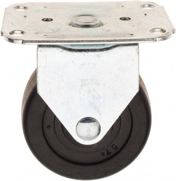 E.R. Wagner - 3" Diam x 1-1/4" Wide x 3-3/4" OAH Top Plate Mount Rigid Caster - Hard Rubber, 210 Lb Capacity, 2-3/4 x 3-3/4" Plate - Eagle Tool & Supply
