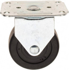 E.R. Wagner - 3" Diam x 1-1/4" Wide x 3-3/4" OAH Top Plate Mount Rigid Caster - Hard Rubber, 210 Lb Capacity, 2-3/4 x 3-3/4" Plate - Eagle Tool & Supply