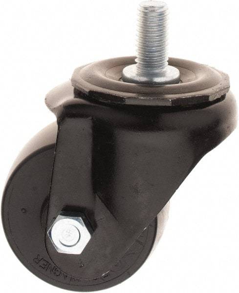 E.R. Wagner - 2-1/2" Diam x 1-3/4" Wide x 3-3/8" OAH Stem Mount Swivel Caster - Polyolefin, 300 Lb Capacity, 1/2-13 x 1" Threaded Stem - Eagle Tool & Supply
